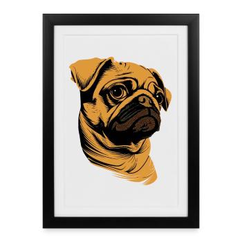 Carlin Beige Les chiens adorent Carlin Petit carlin mignon - Affiche encadrée (27 × 37 cm) - noir - Devant