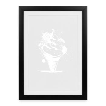 Cornet de crème glacée Dessin - Affiche encadrée (27 × 37 cm) - noir - Devant