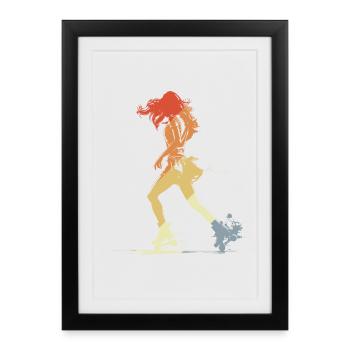Patinage à roulettes fille graphique - Affiche encadrée (27 × 37 cm) - noir - Devant