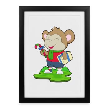 Monkey Christmas Package - Framed poster (27 × 37 cm) - black - Front