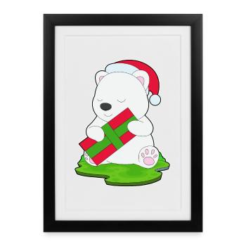 Polar Bear Christmas Christmas Hat - Framed poster (27 × 37 cm) - black - Front
