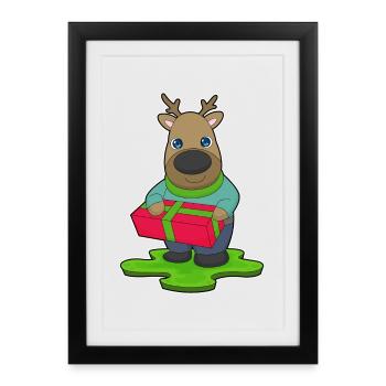 Reindeer Christmas Package - Framed poster (27 × 37 cm) - black - Front