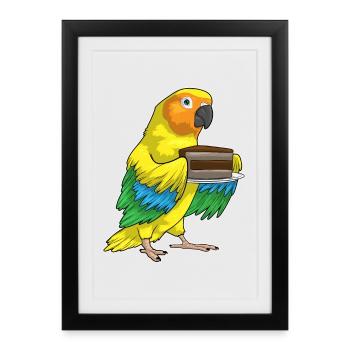 Gâteau Perroquet - Affiche encadrée (27 × 37 cm) - noir - Devant