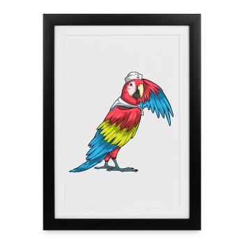 Chapeau de marin Parrot Sailor - Affiche encadrée (27 × 37 cm) - noir - Devant