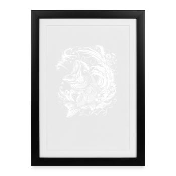 Look de bande dessinée de pêche - Affiche encadrée (27 × 37 cm) - noir - Devant