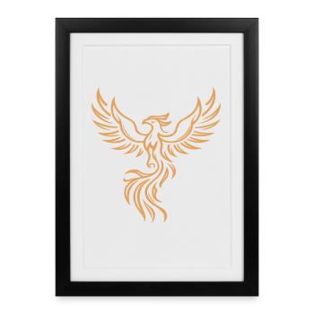 Phoenix Majestic Tribal Art Bird Fire Symbol - Framed poster (27 × 37 cm) - black - Front