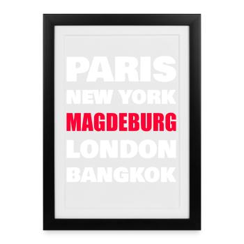 Magdeburg Stadt  - Gerahmtes Poster (27 × 37 cm) - Schwarz - Vorne