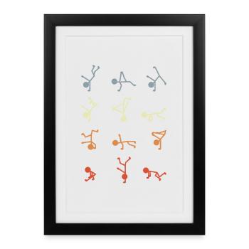 Figurines bâton breakdancer - Affiche encadrée (27 × 37 cm) - noir - Devant