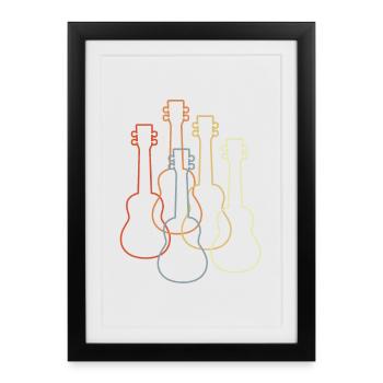 Ukulélés vintage - Affiche encadrée (27 × 37 cm) - noir - Devant