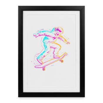 dessin de skateboarder de dessin animé - Affiche encadrée (27 × 37 cm) - noir - Devant