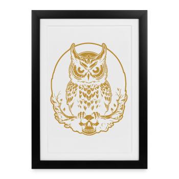 Mystic Owl Sitting on a Skull - Framed poster (27 × 37 cm) - black - Front