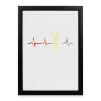 Ligne de cœur de pom-pom girl - Affiche encadrée (27 × 37 cm) - noir - Devant