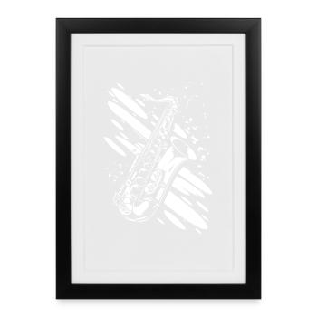Saxophon - Gerahmtes Poster (27 × 37 cm) - Schwarz - Vorne