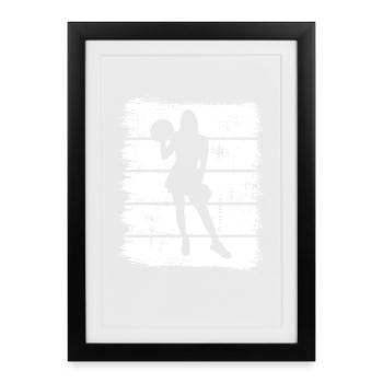 Cheerleaderin Skizze - Gerahmtes Poster (27 × 37 cm) - Schwarz - Vorne