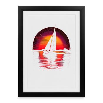 Navigation Retrowave - Affiche encadrée (27 × 37 cm) - noir - Devant