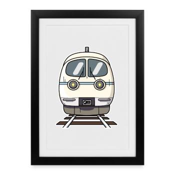 Train Cartoon Style - Framed poster (27 × 37 cm) - black - Front