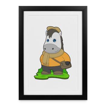 Pferd Handtasche - Gerahmtes Poster (27 × 37 cm) - Schwarz - Vorne