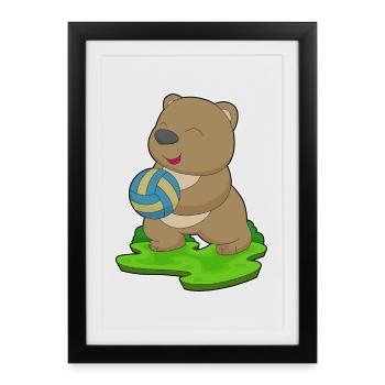 Bear Volleyball Player Volleyball - Framed poster (27 × 37 cm) - black - Front