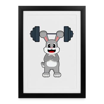 Bunny Bodybuilder Barbell Bodybuilding - Affiche encadrée (27 × 37 cm) - noir - Devant