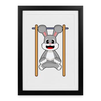 Bunny Bodybuilder Tractions Musculation - Affiche encadrée (27 × 37 cm) - noir - Devant