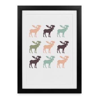 Elch - Gerahmtes Poster (27 × 37 cm) - Schwarz - Vorne