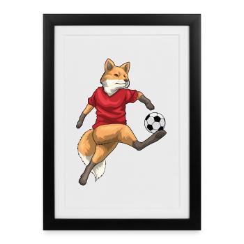 Fox Joueur de football Sports de football - Affiche encadrée (27 × 37 cm) - noir - Devant