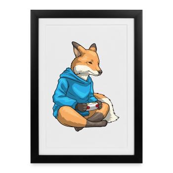 Fox Gamer Controller - Framed poster (27 × 37 cm) - black - Front