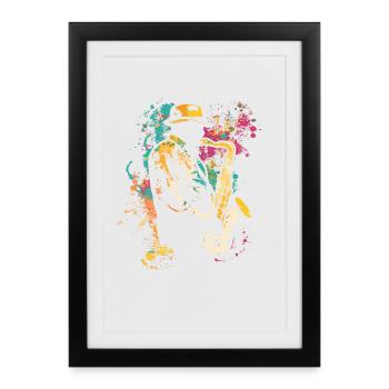 Saxophone player street art - Framed poster (27 × 37 cm) - black - Front