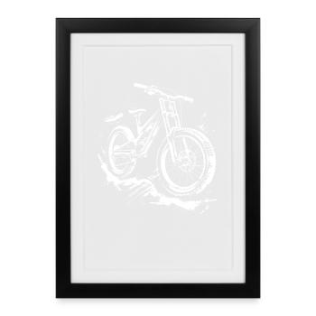 Mountain Biker Drawing - Framed poster (27 × 37 cm) - black - Front