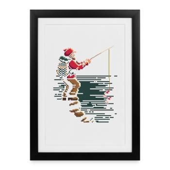 Fishing Pixel Graphic - Framed poster (27 × 37 cm) - black - Front