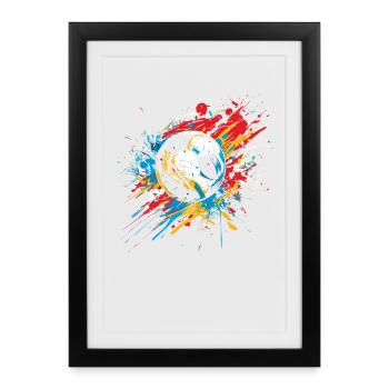 Football Graffiti Street Art - Affiche encadrée (27 × 37 cm) - noir - Devant