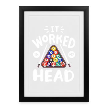 Poolbillardspieler Billard - Gerahmtes Poster (27 × 37 cm) - Schwarz - Vorne