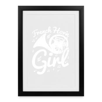 French horn player - Framed poster (27 × 37 cm) - black - Front