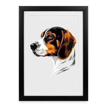 Beagle Chiot Beagles Chien mignon Beagle anglais - Affiche encadrée (27 × 37 cm) - noir - Devant