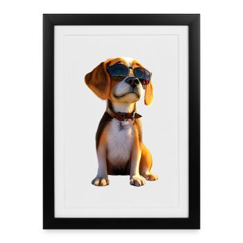 Beagle Puppy Beagles Cute Dog English Beagle - Framed poster (27 × 37 cm) - black - Front