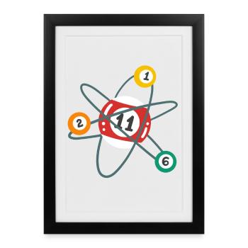 Billard Atom Pool Billardspieler - Gerahmtes Poster (27 × 37 cm) - Schwarz - Vorne