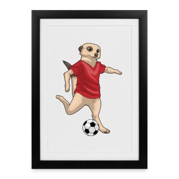Suricate Joueur de Football Football - Affiche encadrée (27 × 37 cm) - noir - Devant