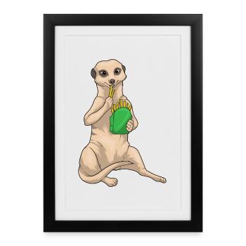 Frites Français suricate - Affiche encadrée (27 × 37 cm) - noir - Devant