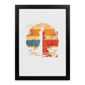 Chess piece Retrowave - Framed poster (27 × 37 cm) - black - Front