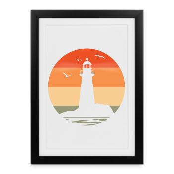 Lighthouse at sunset - Framed poster (27 × 37 cm) - black - Front