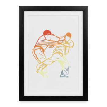 Dessin de Judo Vintage - Affiche encadrée (27 × 37 cm) - noir - Devant