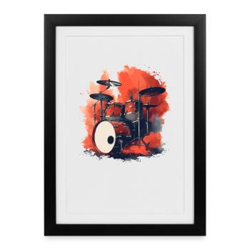 Batterie Style Rétro - Affiche encadrée (27 × 37 cm) - noir - Devant