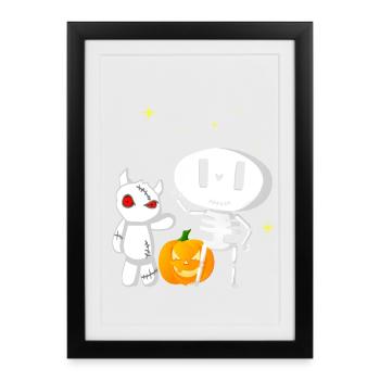 Halloween Society Ghost and Monster - Framed poster (27 × 37 cm) - black - Front