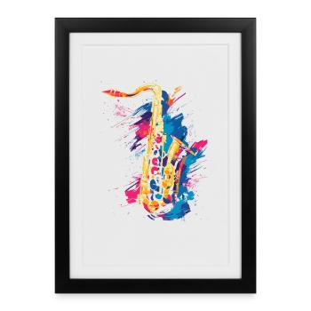 Saxophone Graffiti - Framed poster (27 × 37 cm) - black - Front