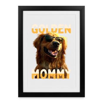 Golden Mommy Mom Fête des Mères Golden Retriever Mom - Affiche encadrée (27 × 37 cm) - noir - Devant