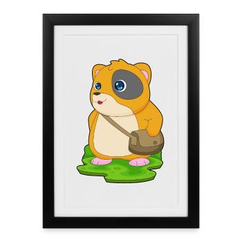 Hamster Handtasche - Gerahmtes Poster (27 × 37 cm) - Schwarz - Vorne