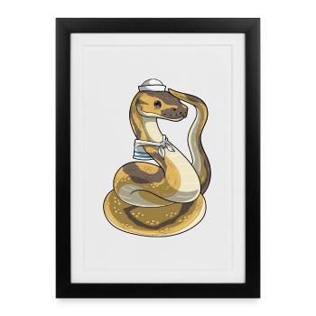 Serpent Sailor Chapeau de marin - Affiche encadrée (27 × 37 cm) - noir - Devant