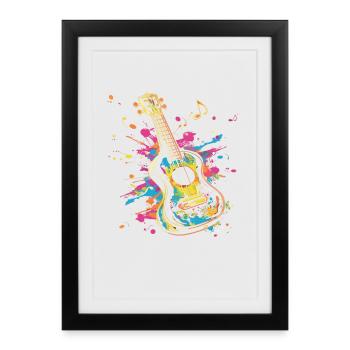 Ukulélé Street Art - Affiche encadrée (27 × 37 cm) - noir - Devant