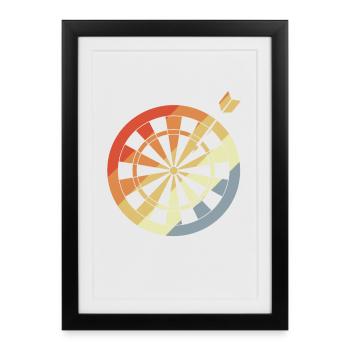 Jeu de fléchettes Croquis Vintage - Affiche encadrée (27 × 37 cm) - noir - Devant