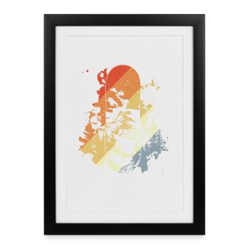 Snowboard Look Vintage - Affiche encadrée (27 × 37 cm) - noir - Devant